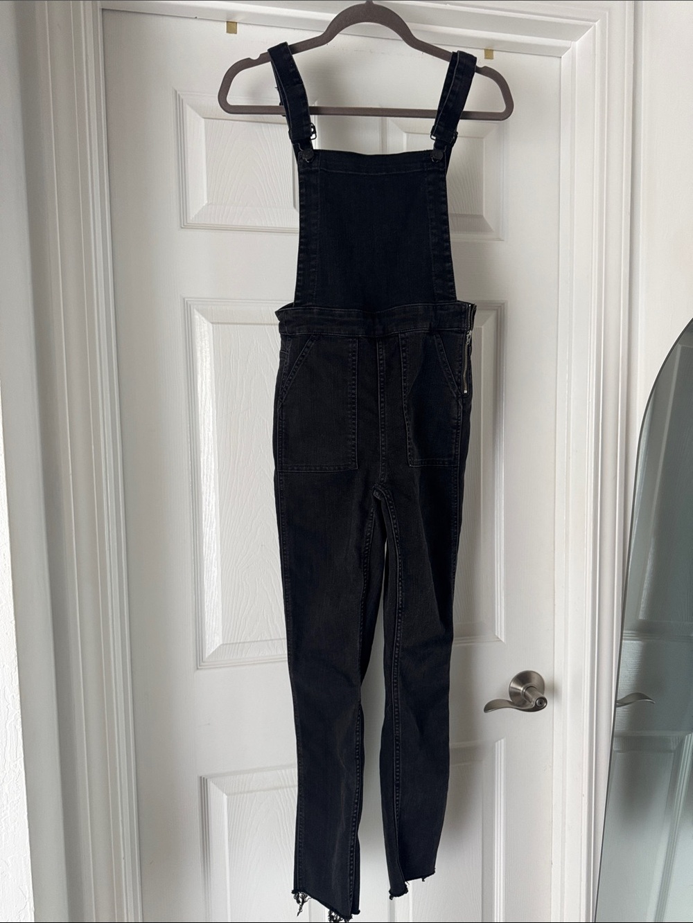 Madewell Black Denim Overalls with Front Pockets